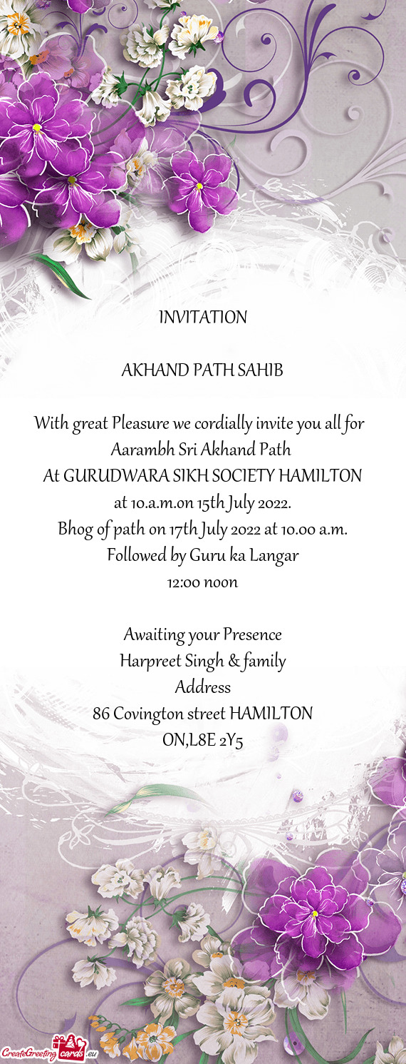 At GURUDWARA SIKH SOCIETY HAMILTON