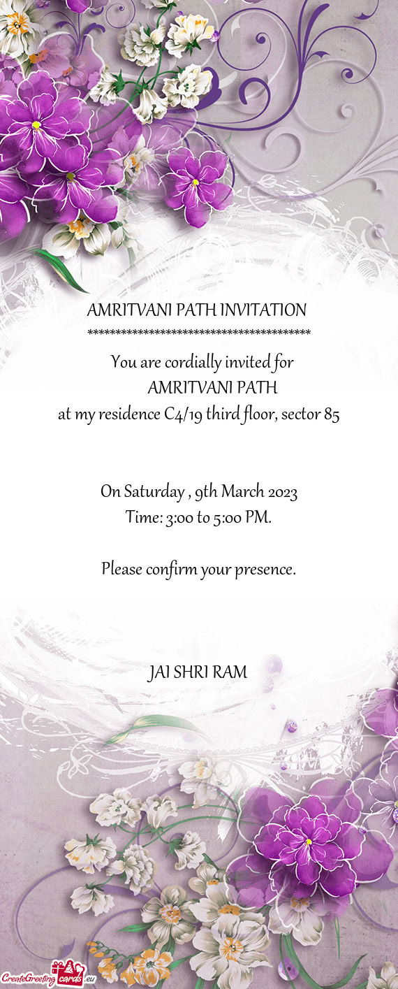 At my residence C4/19 third floor, sector 85