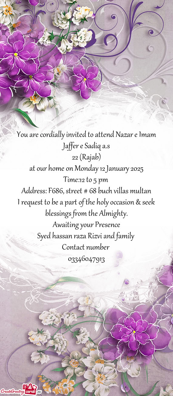 At our home on Monday 12 January 2025