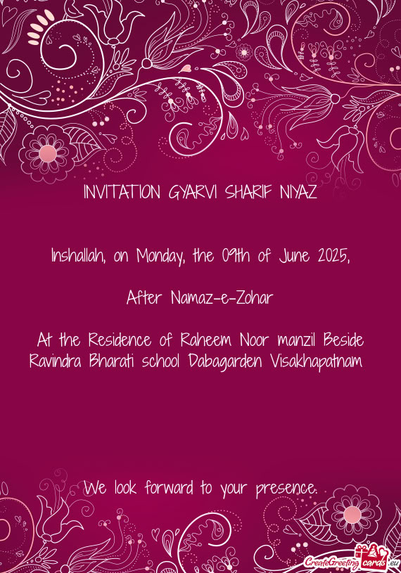 At the Residence of Raheem Noor manzil Beside Ravindra Bharati school Dabagarden Visakhapatnam