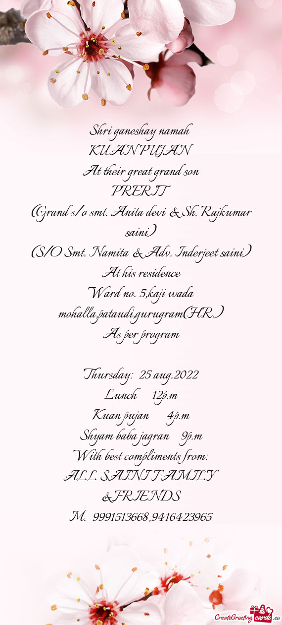 At their great grand son