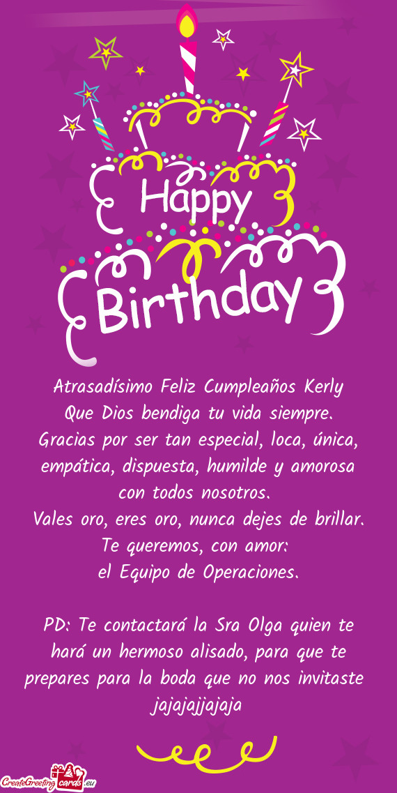 Atrasadísimo Feliz Cumpleaños Kerly