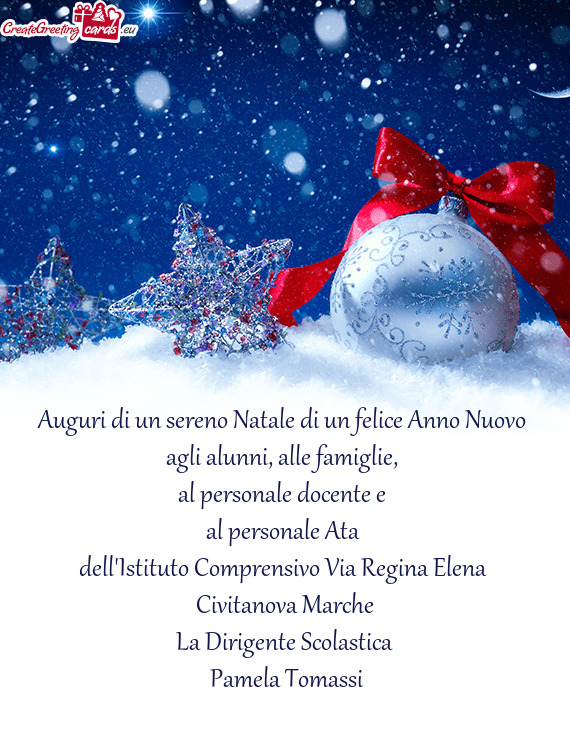 Auguri di un sereno Natale di un felice Anno Nuovo