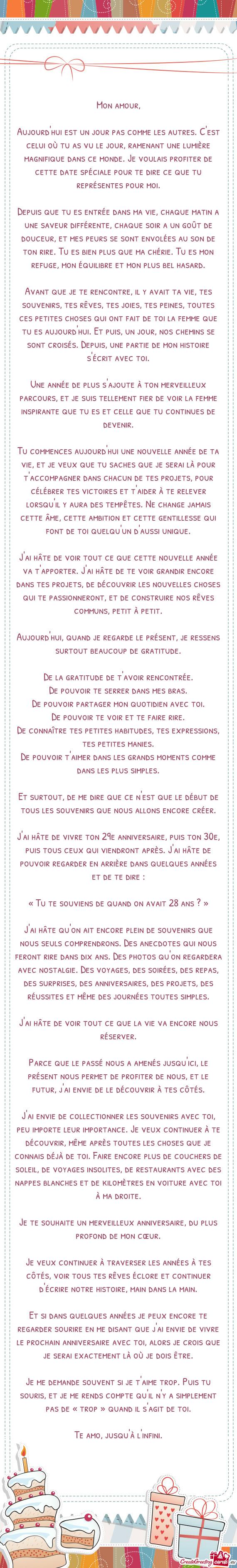 Aujourd'hui est un jour pas comme les autres. C'est celui où tu as vu le jour, ramenant une lumièr