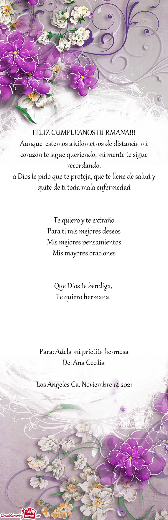Aunque estemos a kilómetros de distancia mi corazón te sigue queriendo, mi mente te sigue recorda