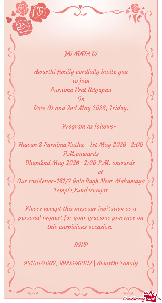Awasthi family cordially invite you