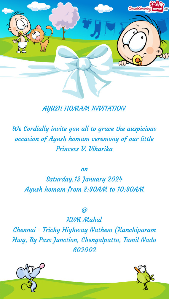 Ayush homam from 8:30AM to 10:30AM