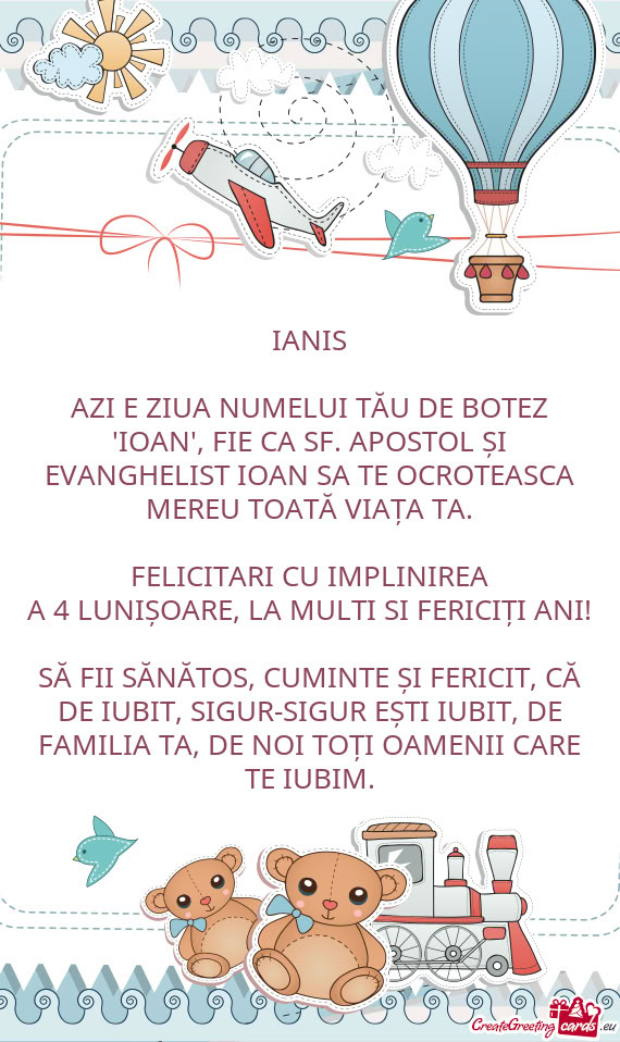 AZI E ZIUA NUMELUI TĂU DE BOTEZ 