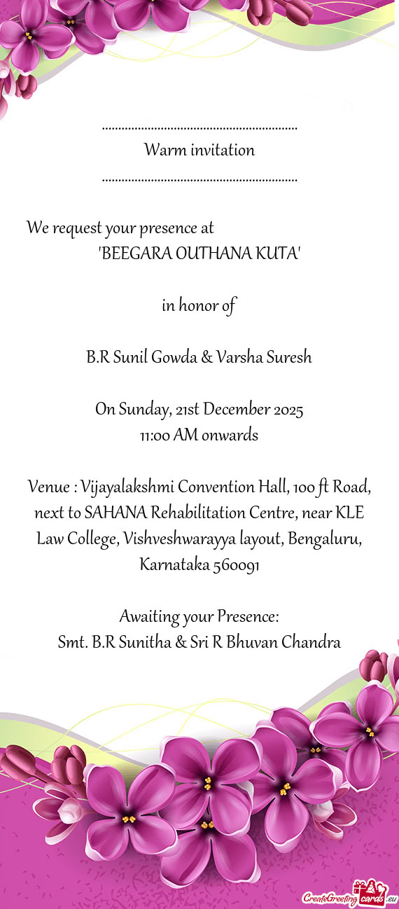 B.R Sunil Gowda & Varsha Suresh