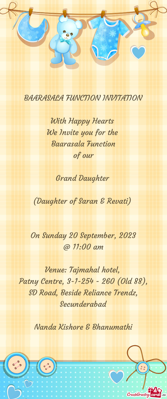 BAARASALA FUNCTION INVITATION