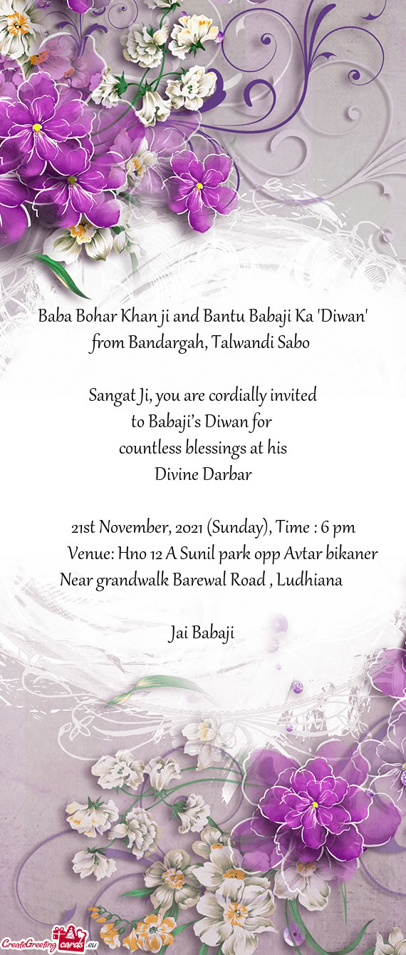 Baba Bohar Khan ji and Bantu Babaji Ka "Diwan" from Bandargah, Talwandi Sabo