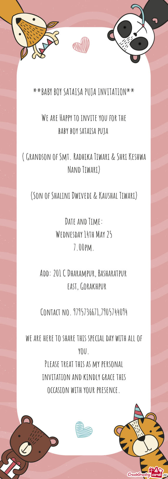 Baby boy sataisa puja