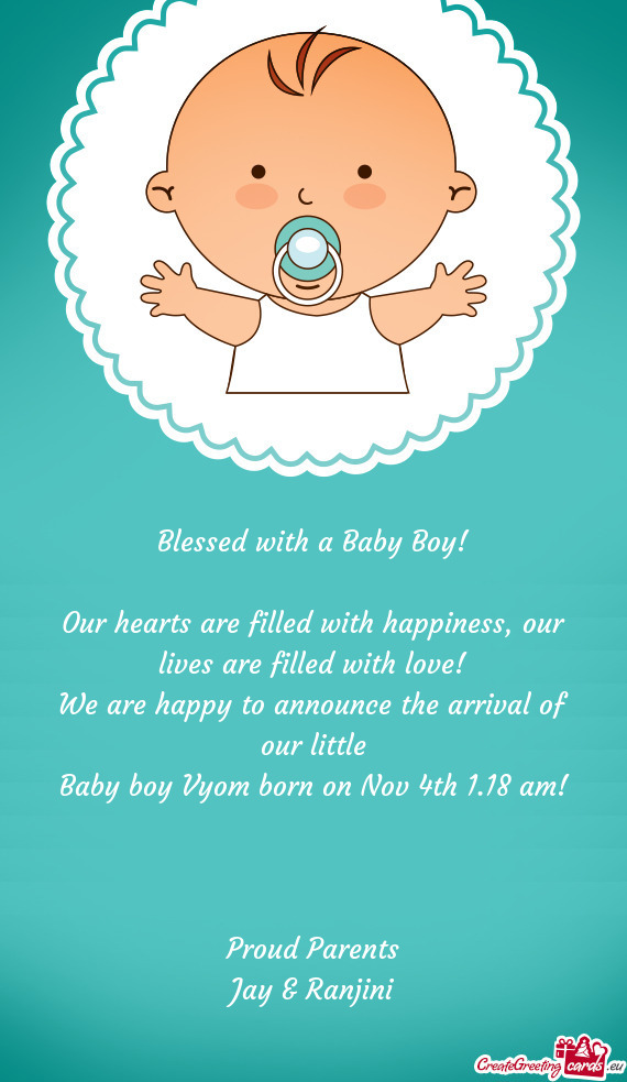 Baby boy Vyom born on Nov 4th 1.18 am