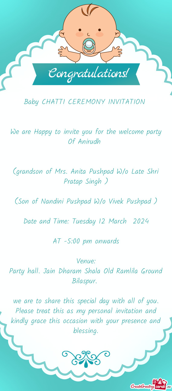 Baby CHATTI CEREMONY INVITATION