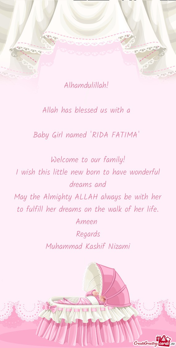 Baby Girl named "RIDA FATIMA"