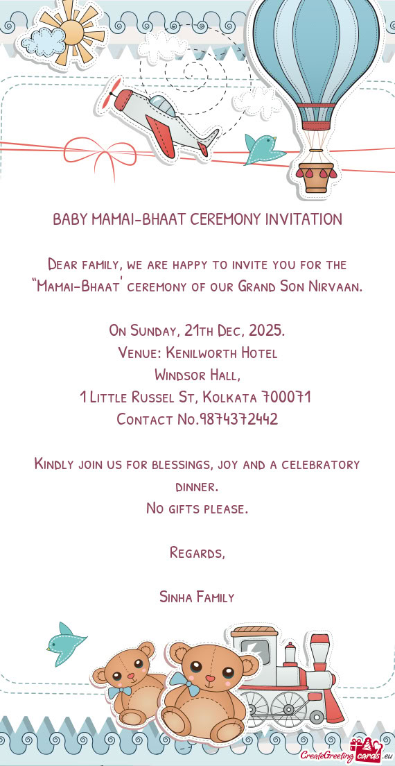 BABY MAMAI-BHAAT CEREMONY INVITATION