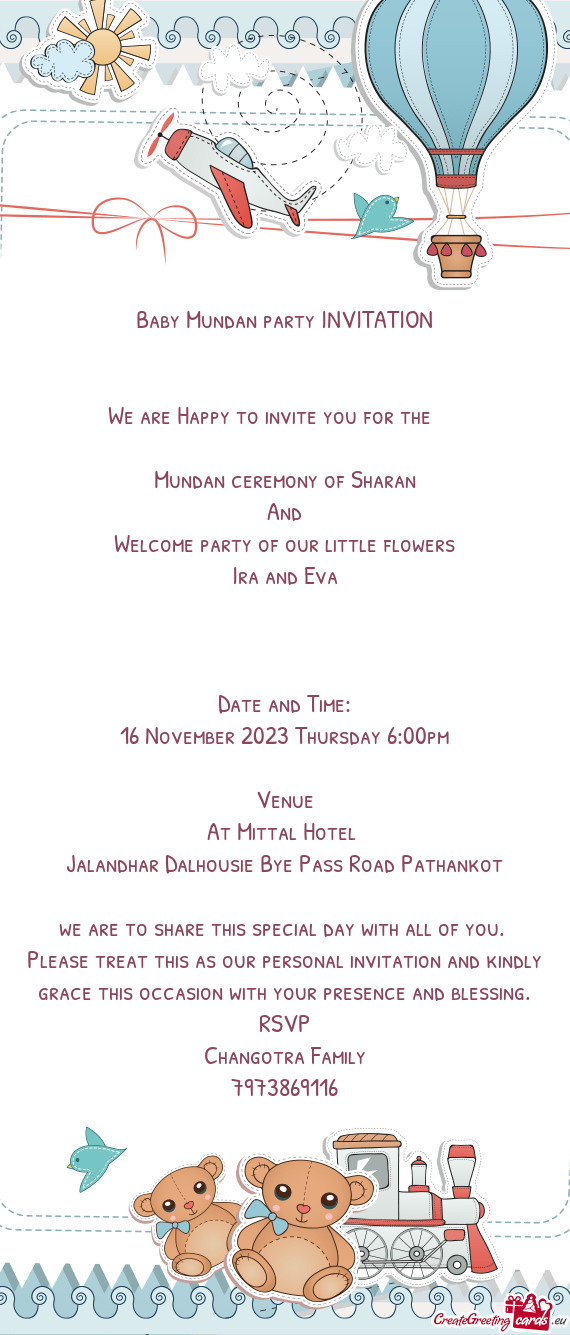 Baby Mundan party INVITATION