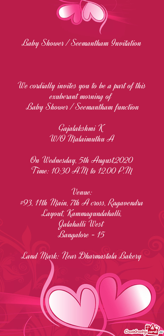 Baby Shower / Seemantham Invitation