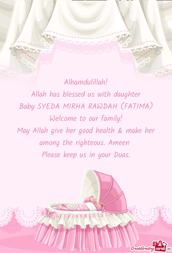 Baby SYEDA MIRHA RAWDAH (FATIMA)