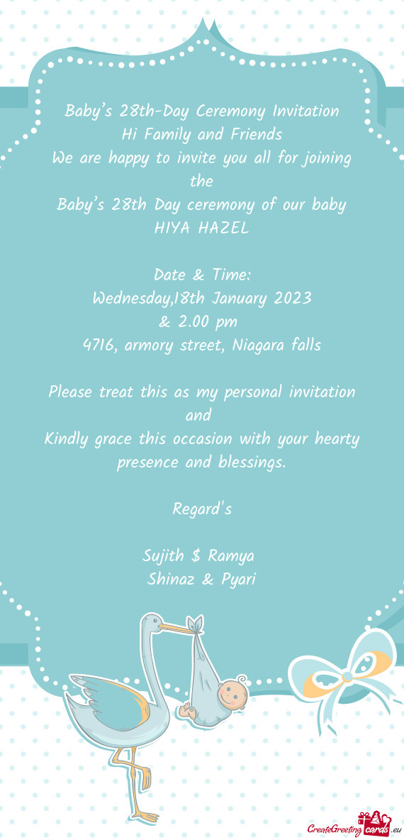 Baby’s 28th-Day Ceremony Invitation