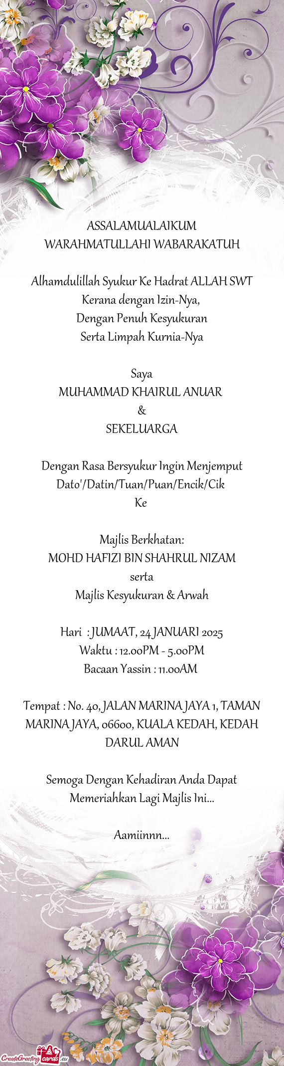 Bacaan Yassin : 11.00AM