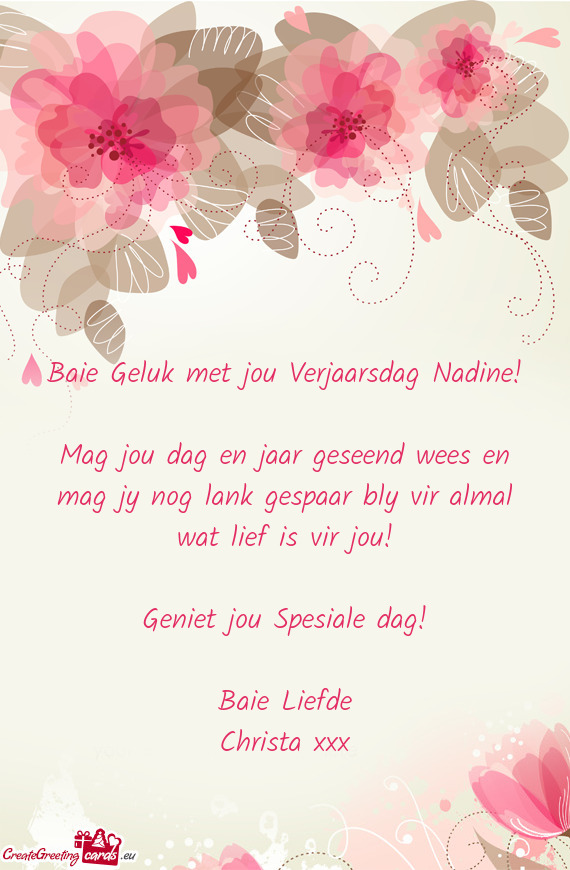 Baie Geluk met jou Verjaarsdag Nadine