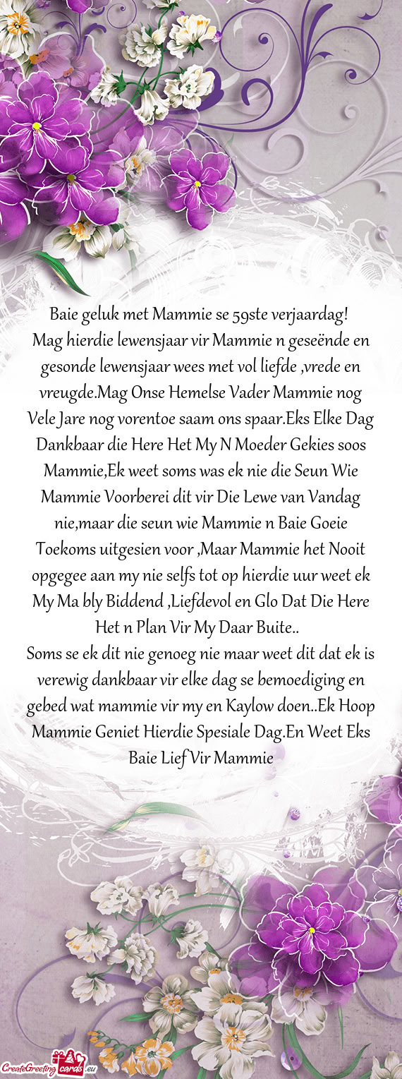 Baie geluk met Mammie se 59ste verjaardag