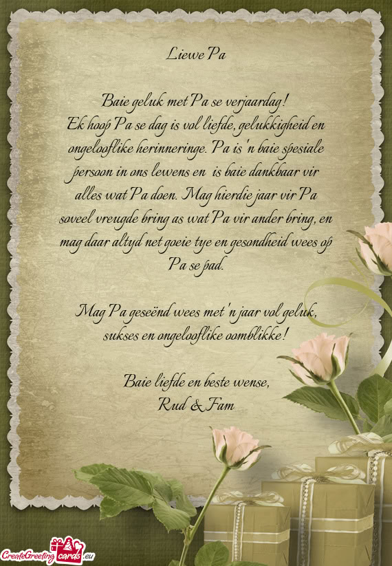 Baie geluk met Pa se verjaardag