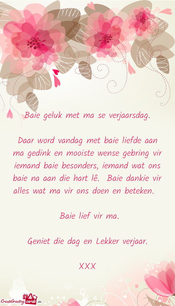 Baie lief vir ma