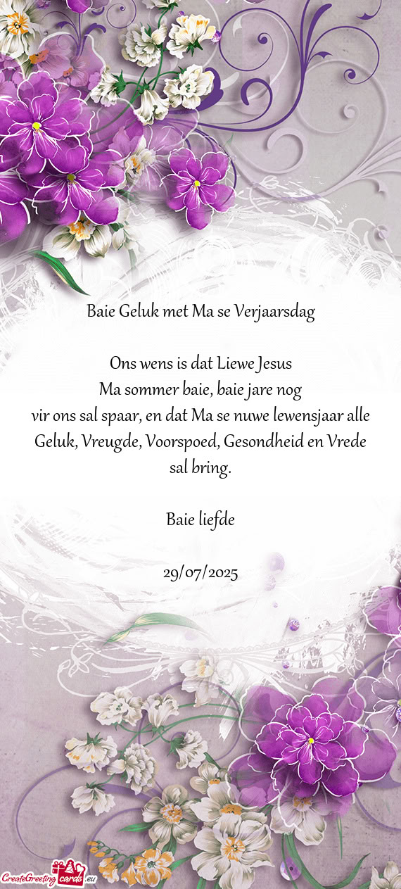 Baie liefde 29/07/2025