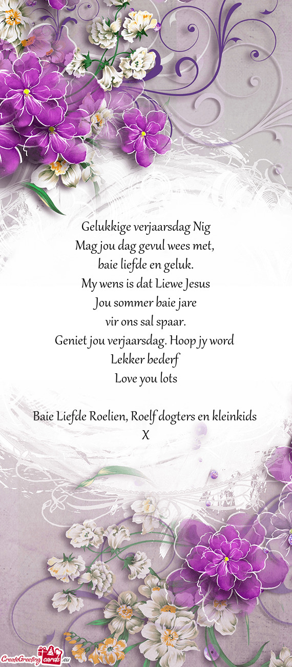 Baie Liefde Roelien, Roelf dogters en kleinkids