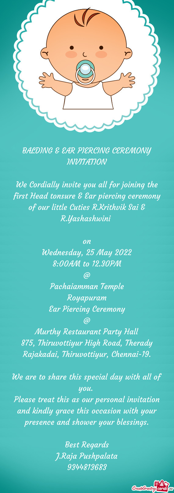 BALDING & EAR PIERCING CEREMONY INVITATION