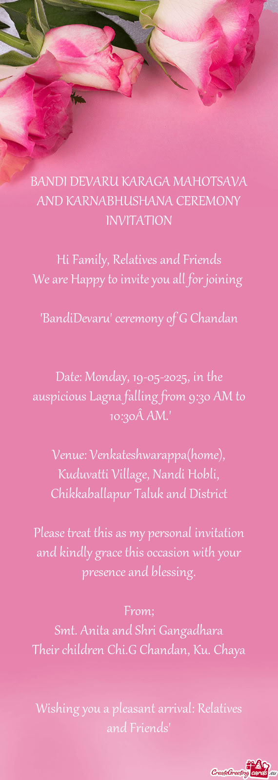 "BandiDevaru" ceremony of G Chandan