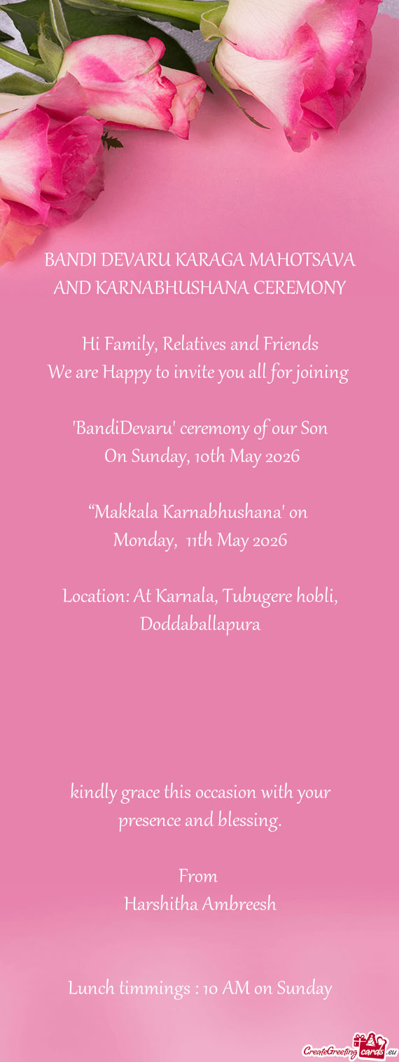 "BandiDevaru" ceremony of our Son