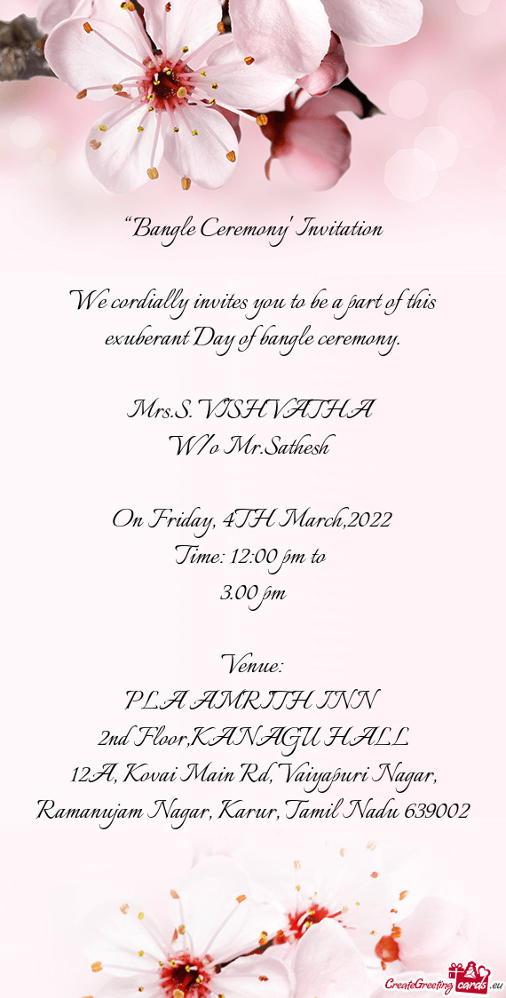 ??Bangle Ceremony” Invitation