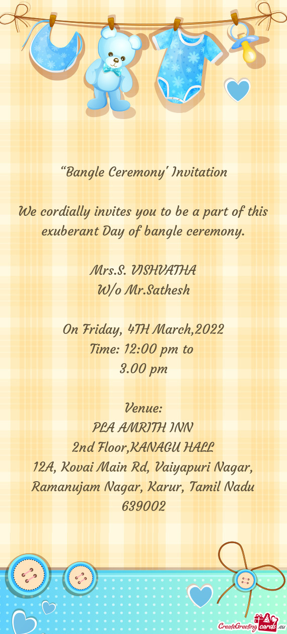 ??Bangle Ceremony” Invitation