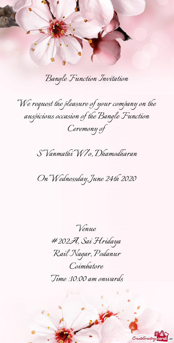 Bangle Function Invitation