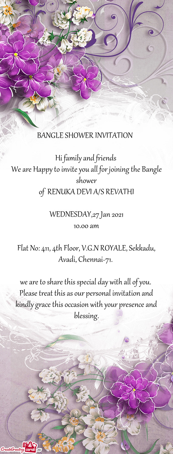 BANGLE SHOWER INVITATION