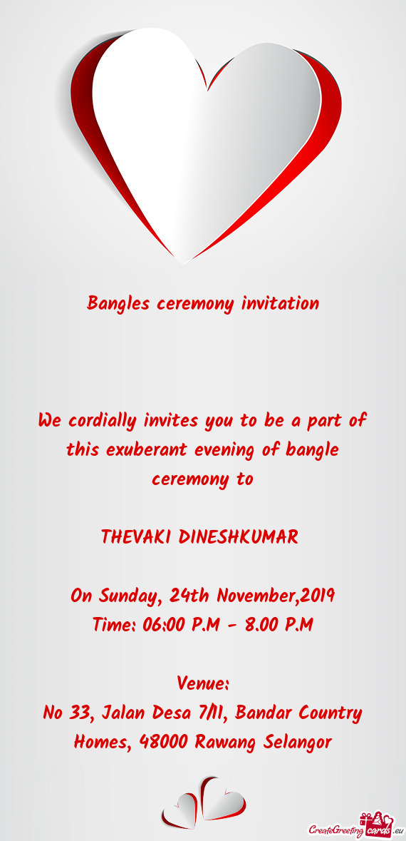 Bangles ceremony invitation