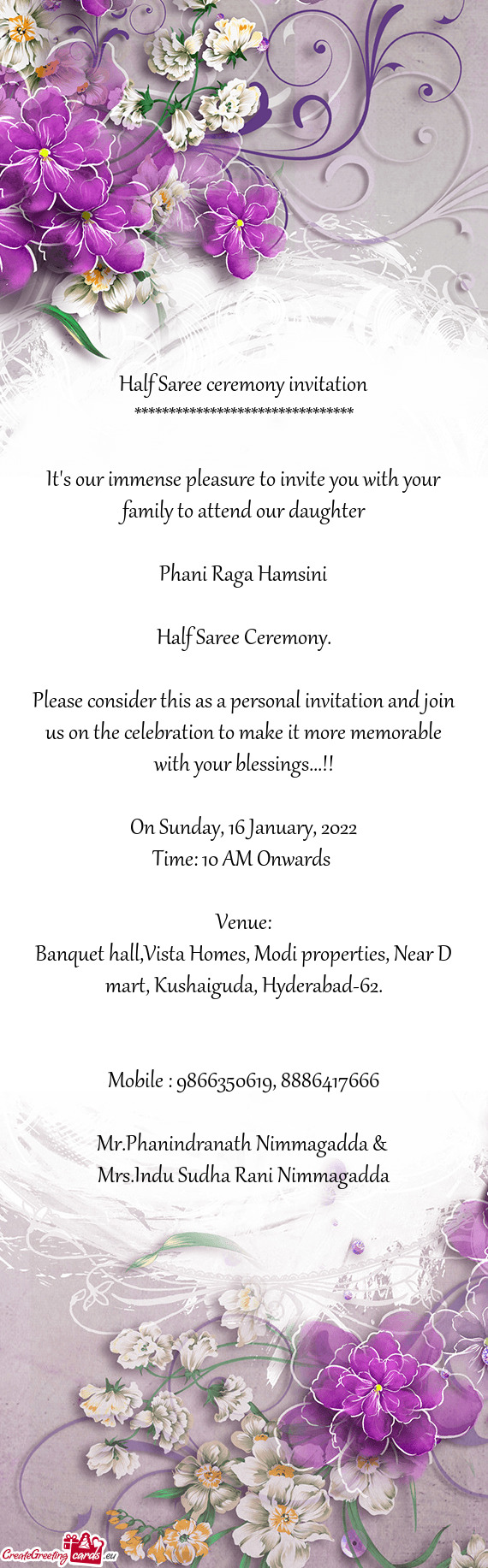 Banquet hall,Vista Homes, Modi properties, Near D mart, Kushaiguda, Hyderabad-62