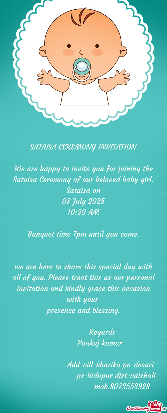 Banquet time 7pm until you come