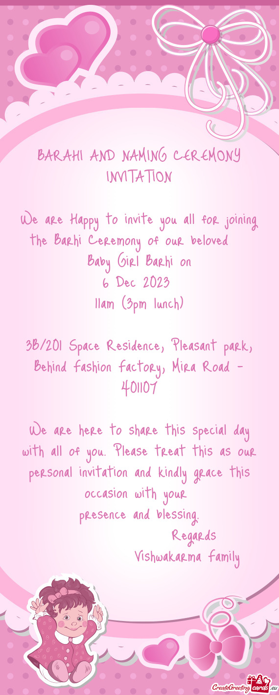 BARAHI AND NAMING CEREMONY INVITATION