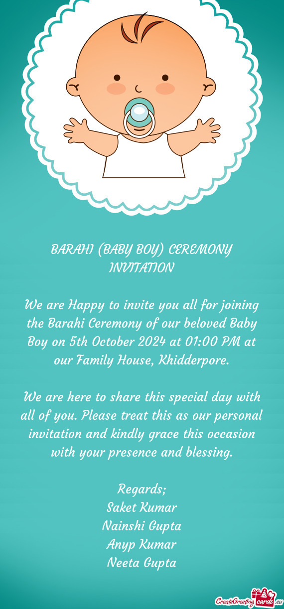 BARAHI (BABY BOY) CEREMONY INVITATION