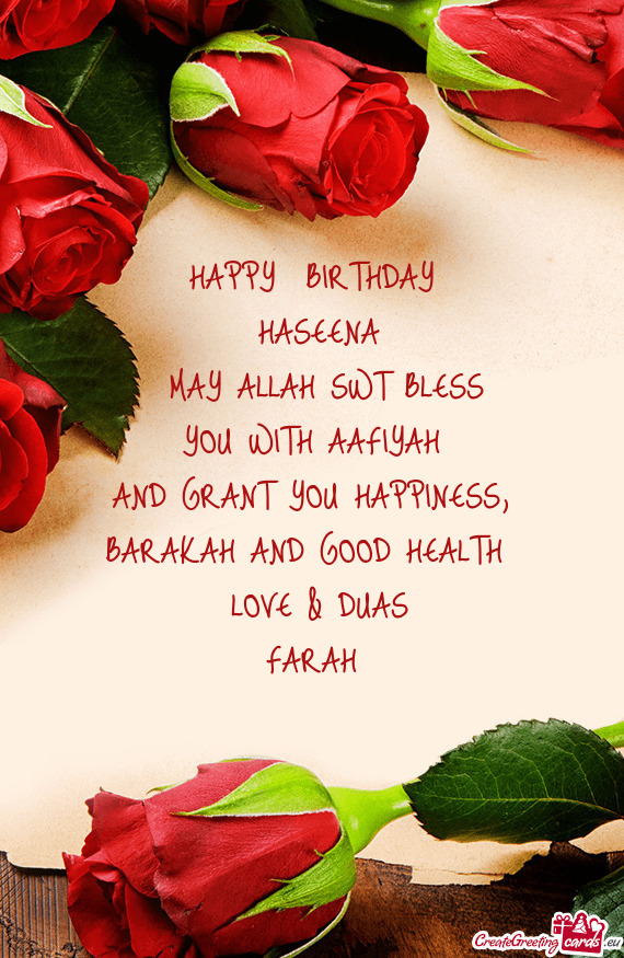 BARAKAH AND GOOD HEALTH