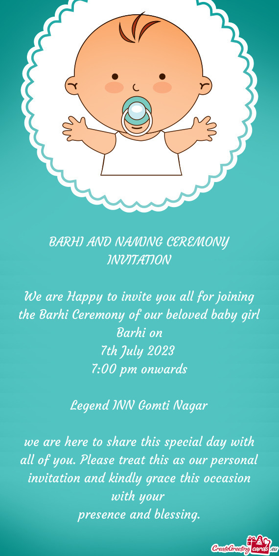 BARHI AND NAMING CEREMONY INVITATION