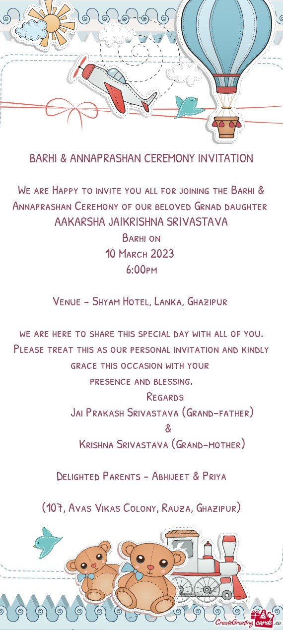 BARHI & ANNAPRASHAN CEREMONY INVITATION