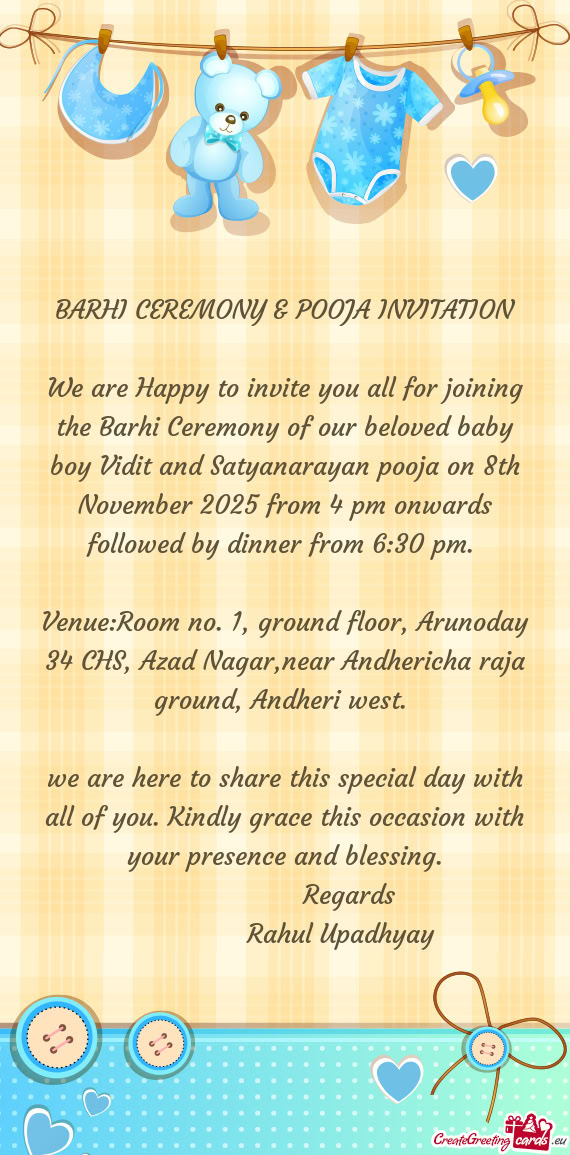 BARHI CEREMONY & POOJA INVITATION