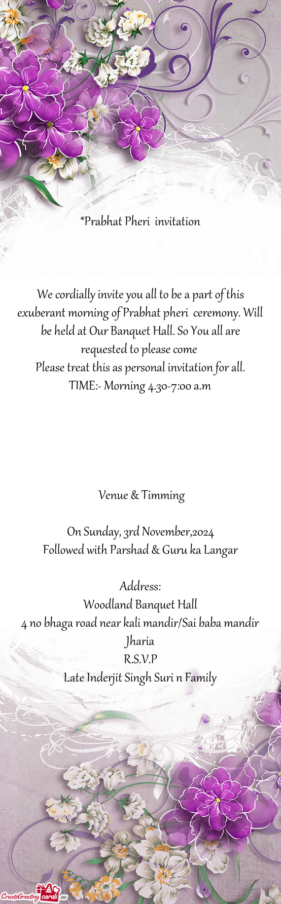 Be held at Our Banquet Hall. So You all are requested to please come