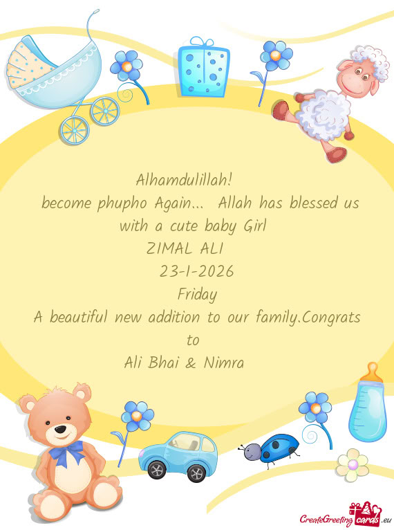 Become phupho Again... Allah has blessed us with a cute baby Girl