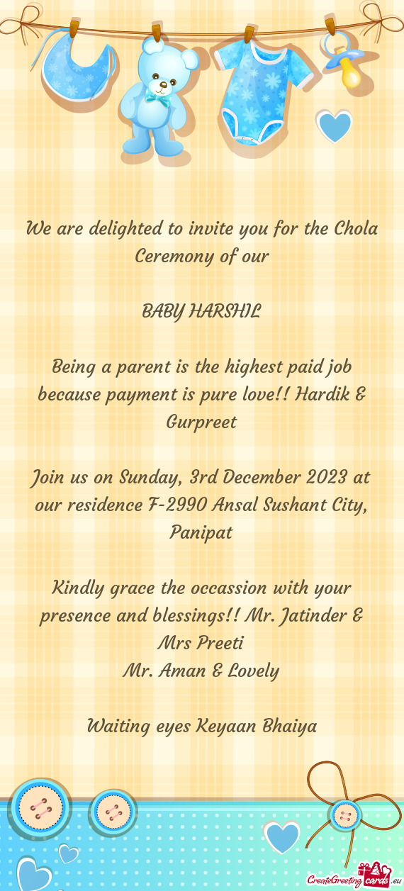 Being a parent is the highest paid job because payment is pure love!! Hardik & Gurpreet